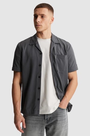 regular casual overhemd met ingebreid patroon grijs