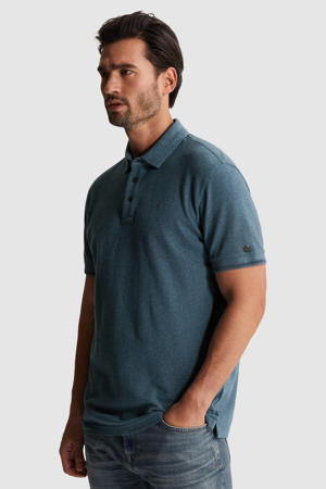 slim polo gebreid donkerblauw