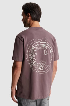 regular fit T-shirt met backprint - donkerpaars