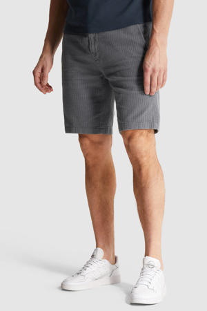 regular chino short met linnen donkergrenen