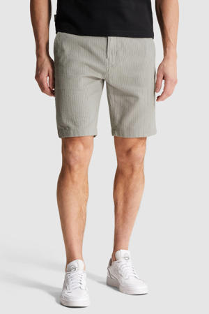 regular chino short met linnen lichtgroen