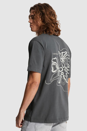 regular fit t-shirt met backprint - antraciet
