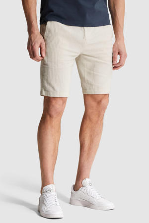 regular chino short met linnen beige