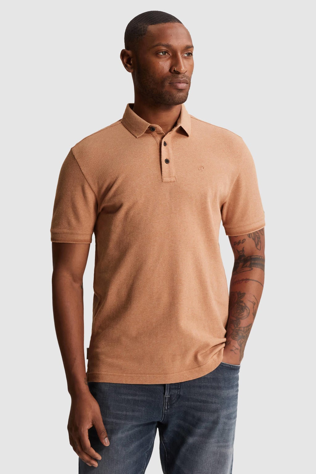 Cast Iron slim fit polo - oranje