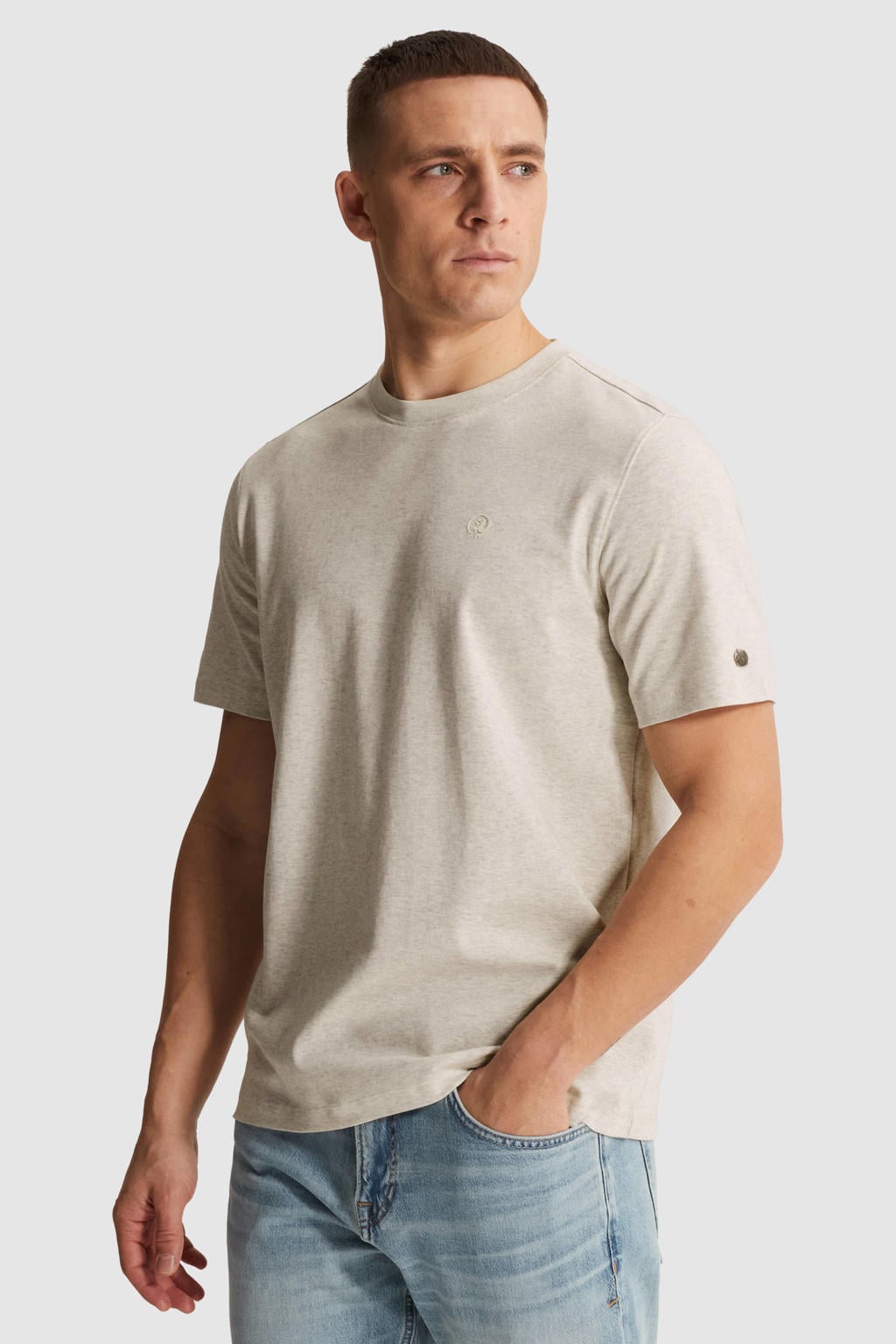 Cast Iron regular fit gemêleerd T-shirt - naturel