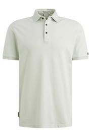 thumbnail: Lichtgroene heren Cast Iron regular polo van katoen met effen, korte mouwen, knoopsluiting en geribde boorden