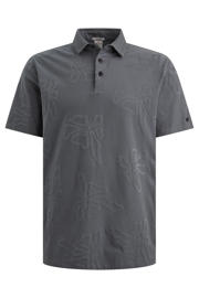 thumbnail: Antraciete heren Cast Iron regular gebloemde polo van katoen met korte mouwen, knoopsluiting en jacquard