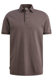 thumbnail: Donkerpaarse heren Cast Iron regular polo van katoen met effen, korte mouwen, knoopsluiting en geribde boorden
