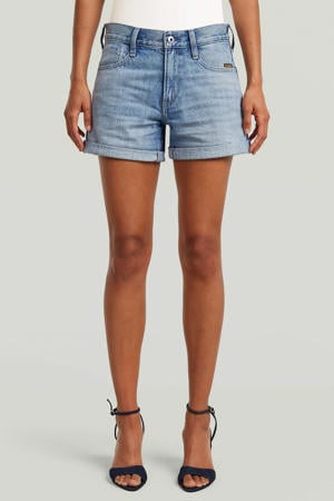 regular waist short medium blue denim