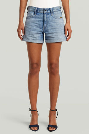 regular waist short medium blue denim