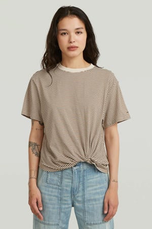 gestreept T-shirt ecru