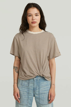 gestreept T-shirt ecru