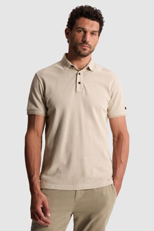 slim polo gebreid beige