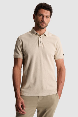 slim polo gebreid beige
