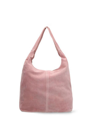 suede schoudertas roze