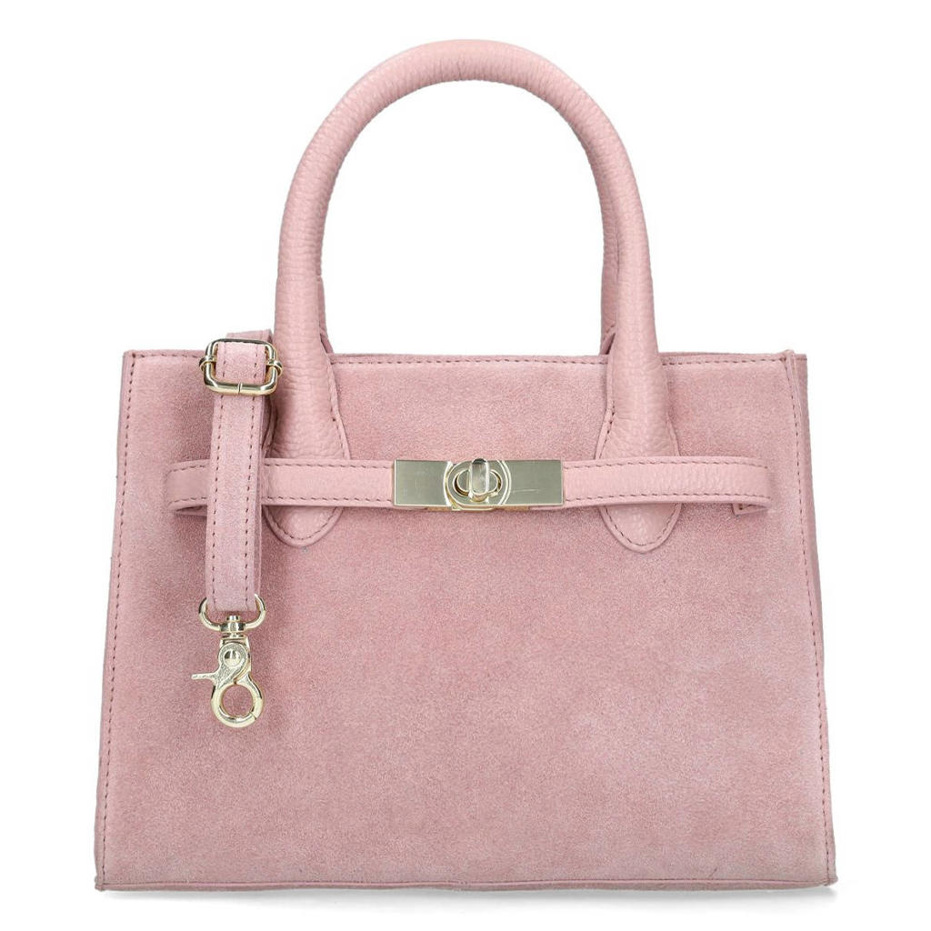 Manfield suède mini handtas roze