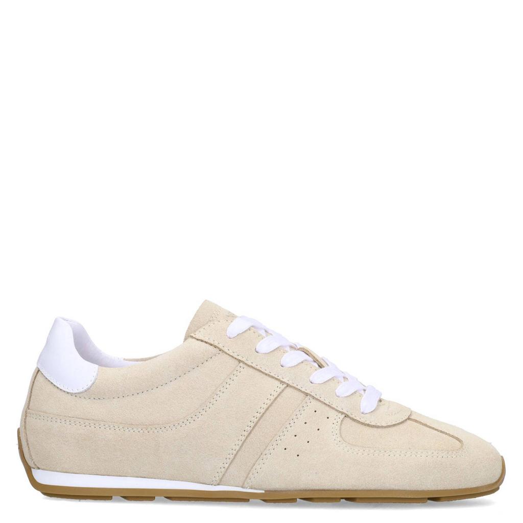 Beige dames Manfield suède sneakers met veters