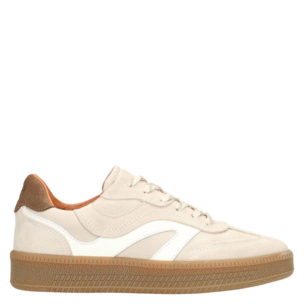 Beige dames Manfield suède sneakers met veters