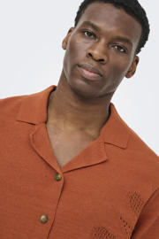 thumbnail: ONLY & SONS regular casual overhemd gebreid brique