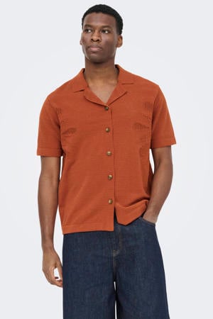 regular casual overhemd gebreid brique
