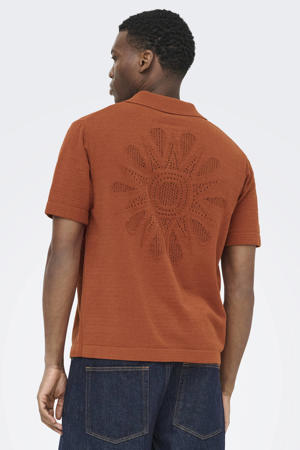 regular casual overhemd gebreid brique