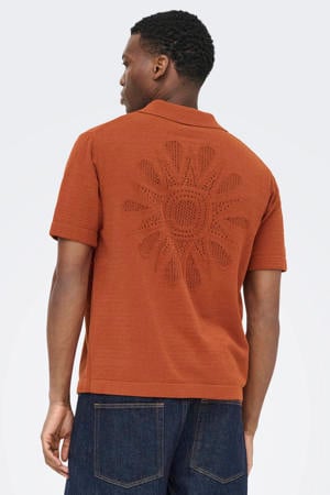 regular casual overhemd gebreid brique