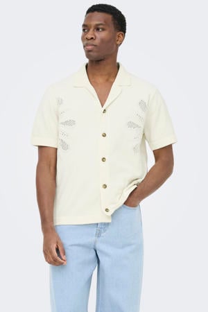 regular casual overhemd gebreid ecru