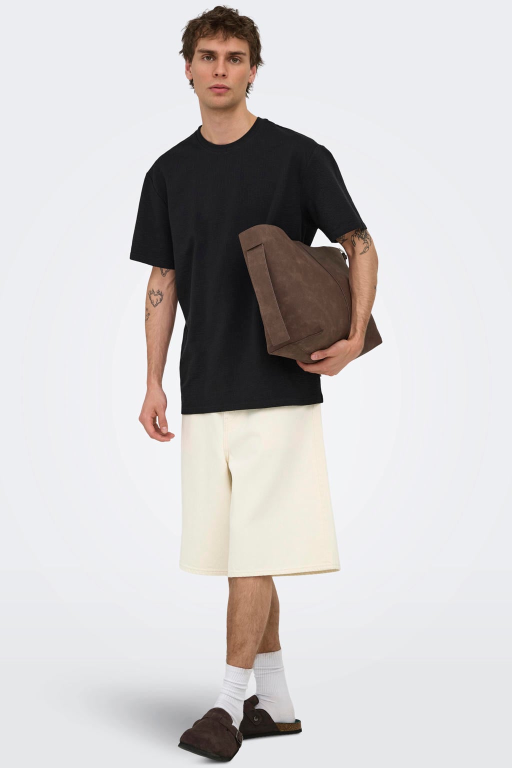 ONLY & SONS ONSCARL denim baggy short ecru