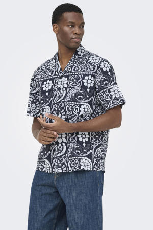 regular casual overhemd donkerblauw