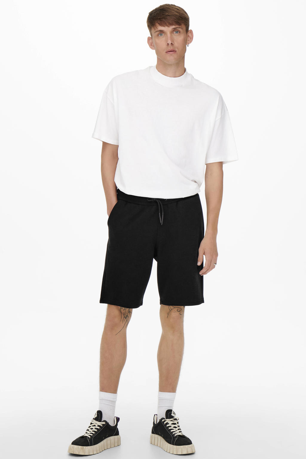 ONLY & SONS ONSCERES regular sweatshort zwart