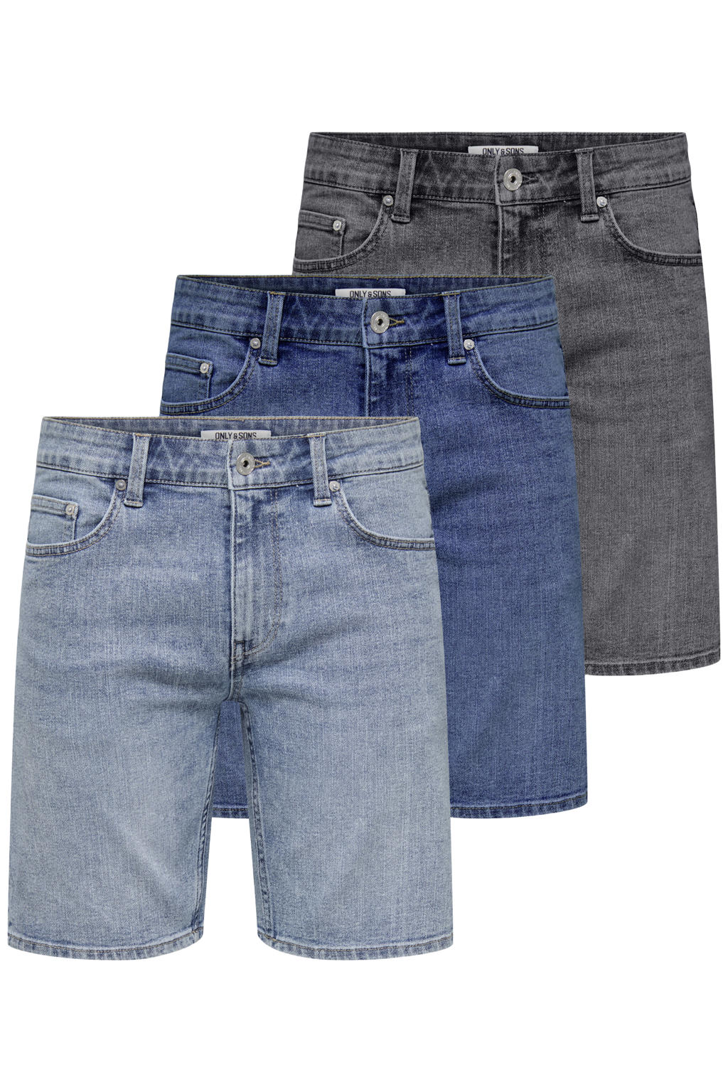 ONLY & SONS ONSWEFT denim regular short - (set van 3)
