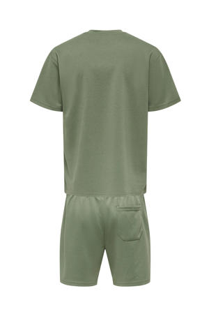 regular T-shirt  met sweatshort groen - (set van 2)