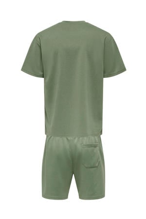 regular T-shirt  met sweatshort groen - (set van 2)