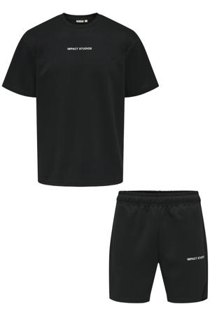 regular T-shirt  met sweatshort zwart - (set van 2)