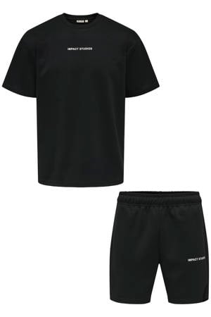 regular T-shirt met sweatshort zwart - (set van 2)