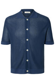 thumbnail: Selected relaxed casual overhemd gebreid blauw