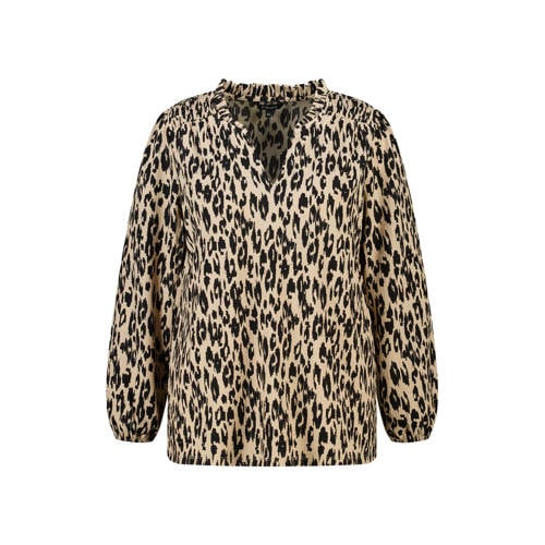 MS Mode top met dierenprint beige afbeelding