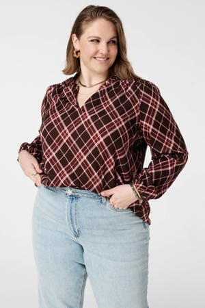 geruit top bruin