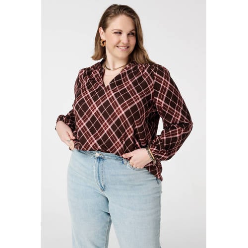 MS Mode geruit top bruin afbeelding