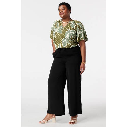MS Mode wide leg regular waist broek zwart afbeelding