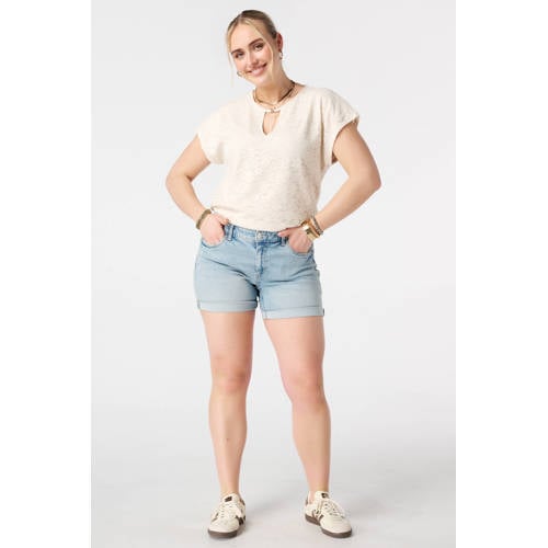 MS Mode slim regular waist short light blue denim afbeelding