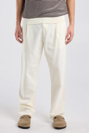 straight casual broek met linnen ecru
