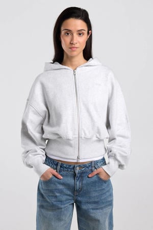 katoenen gemêleerd sweatvest - lichtgrijs