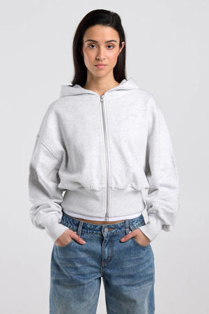 katoenen gemêleerd sweatvest - lichtgrijs