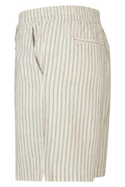 thumbnail: America Today regular casual short met linnen met krijtstreep beige