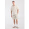 America Today regular casual short met linnen met krijtstreep beige