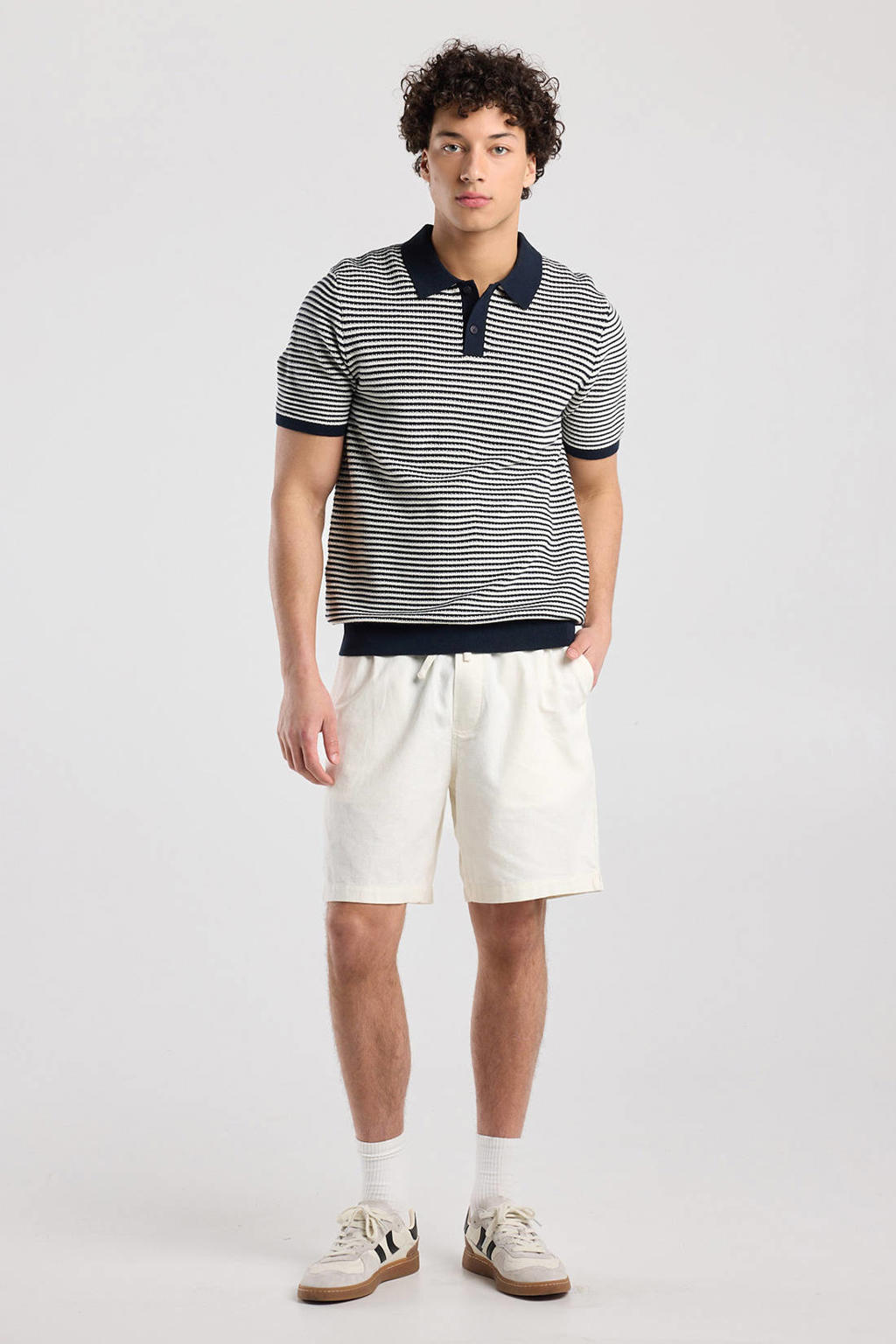America Today regular casual short met linnen ecru
