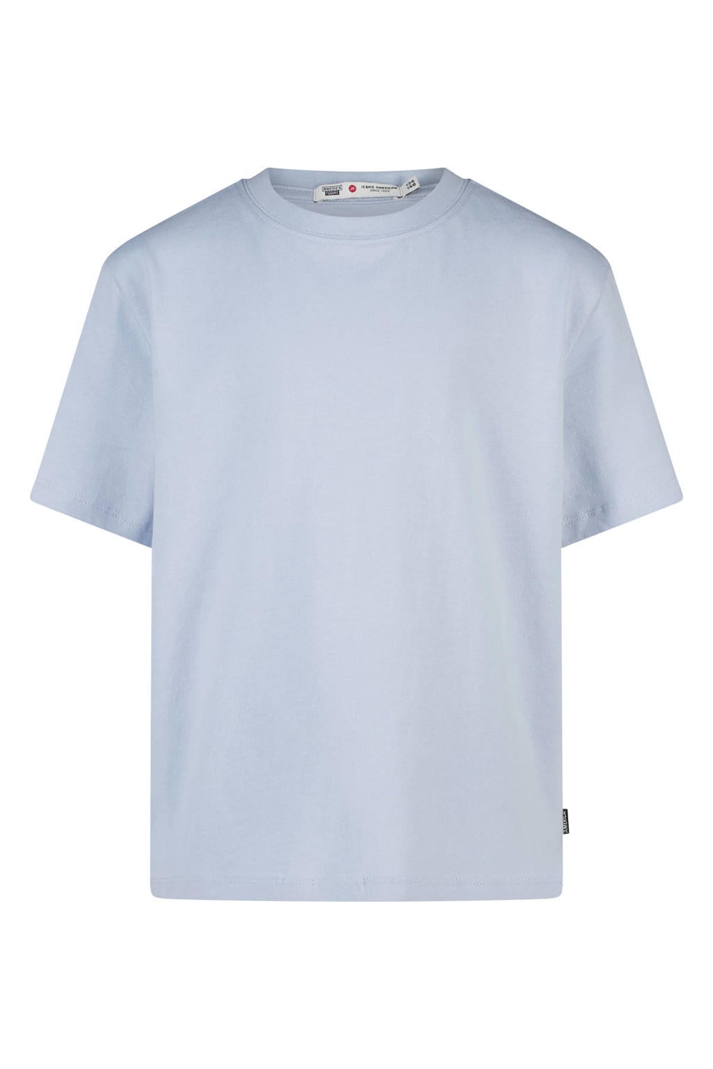 Lichtblauwe meisjes America Today T-shirt van katoen met effen, korte mouwen en ronde hals