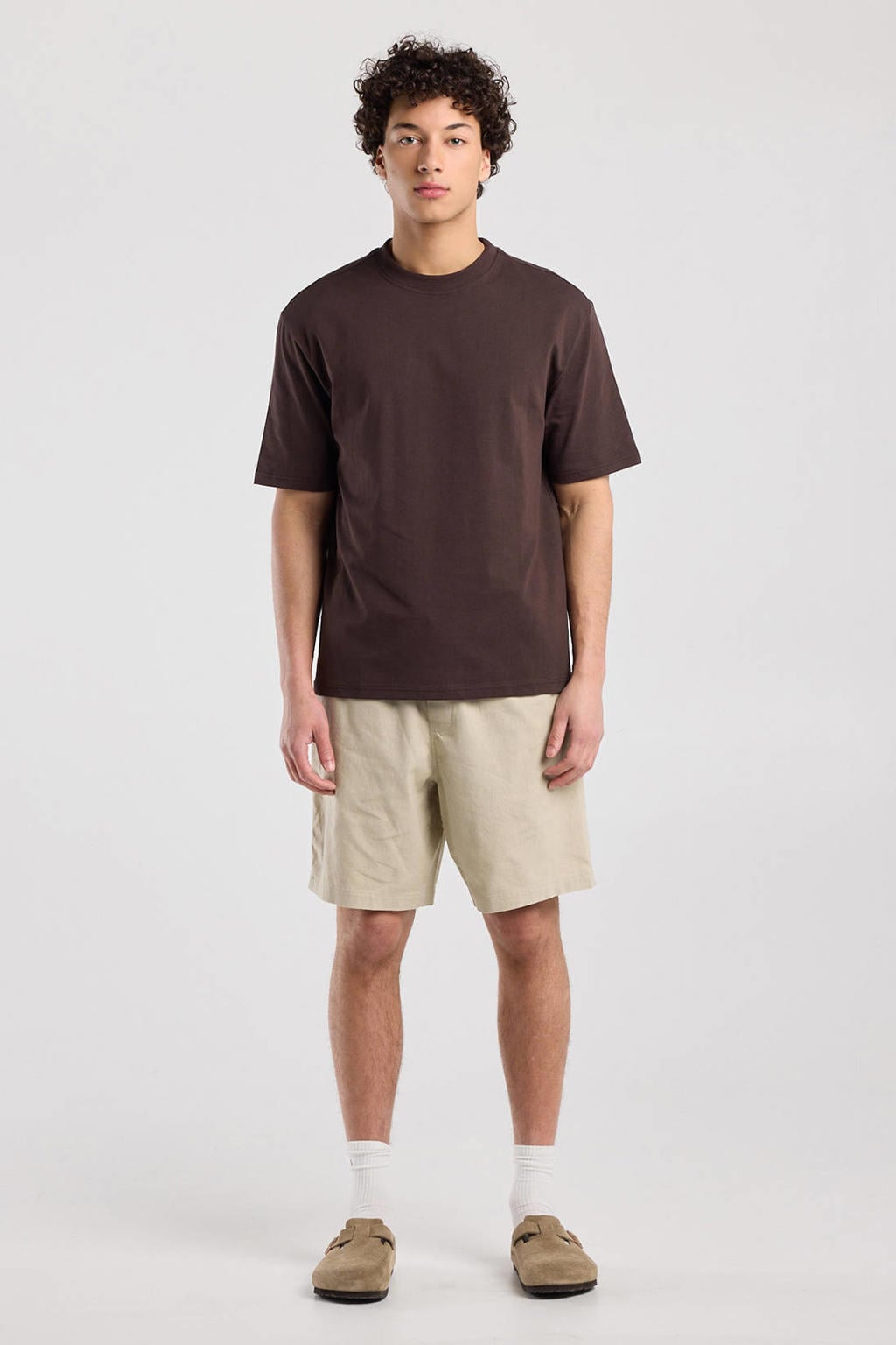 America Today regular casual short met linnen beige