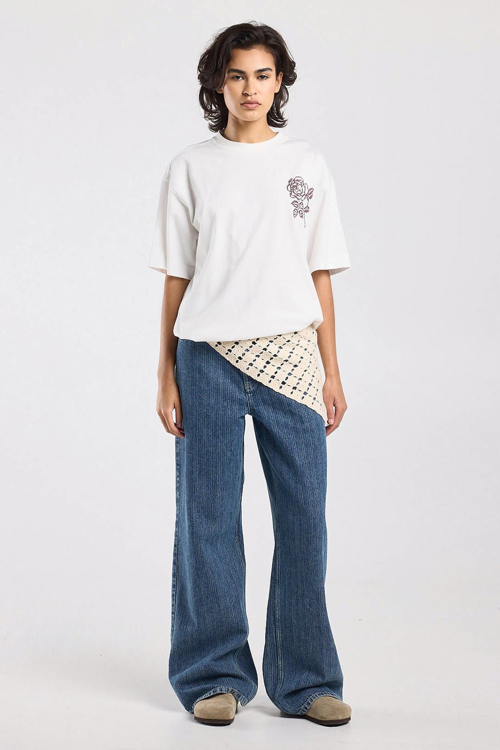 America Today oversized T-shirt met print - ecru